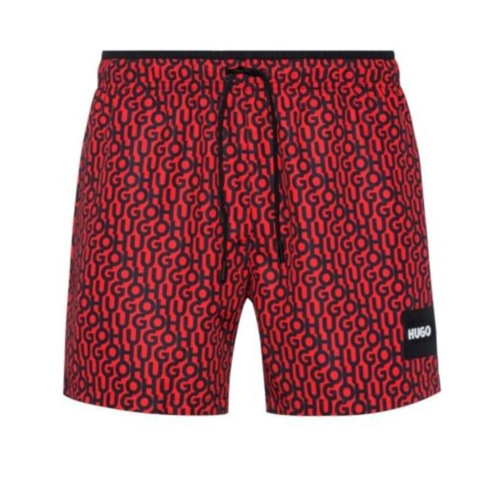 New HUGO LOGO-PRINT QUICK-DRYING SWIM SHORTS WITH BRANDED LABEL Swim ShortsLarge